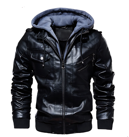 Urban Comfort Hooded Leather Jacket