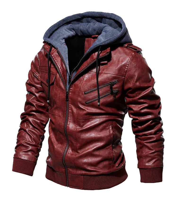 Urban Comfort Hooded Leather Jacket