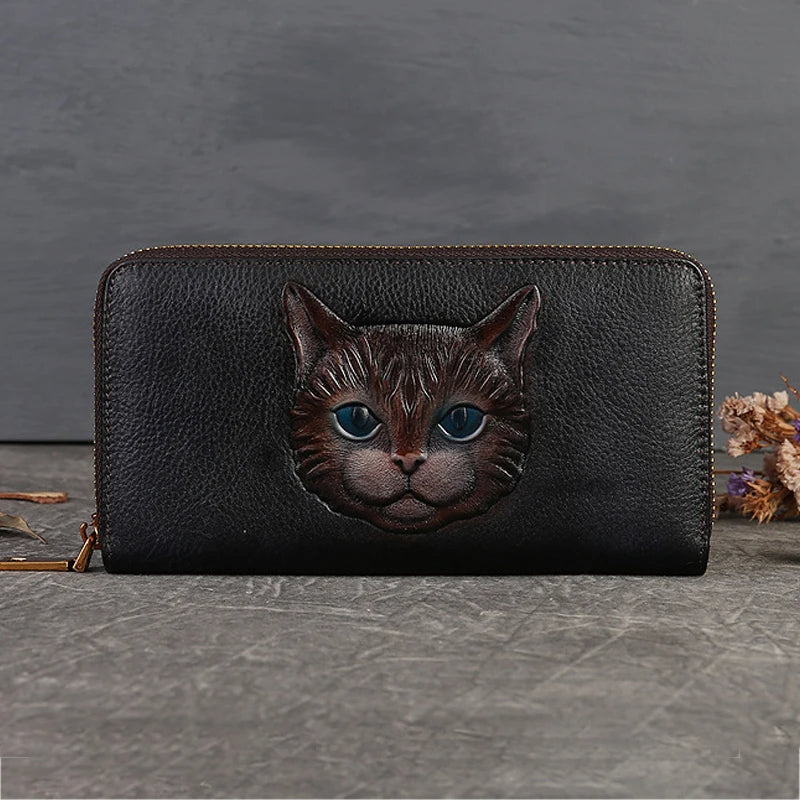 Cat Vogue Vintage Leather Wallet