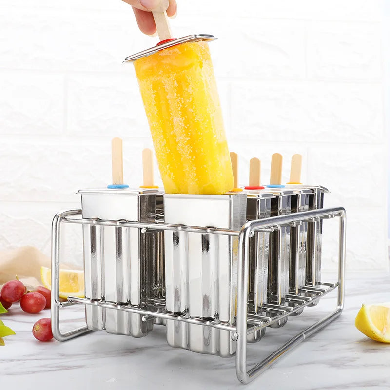 Stainless Steel Popsicle Mold Set with Holder