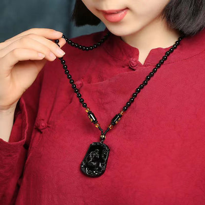 Obsidian Dragon & Tiger Pendant + Necklace [Free Today]