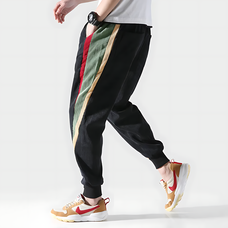 Retro Striped Corduroy Cargo Joggers