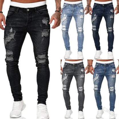 Urban Rebel Men's Slim-Fit Distressed Denim Jeans