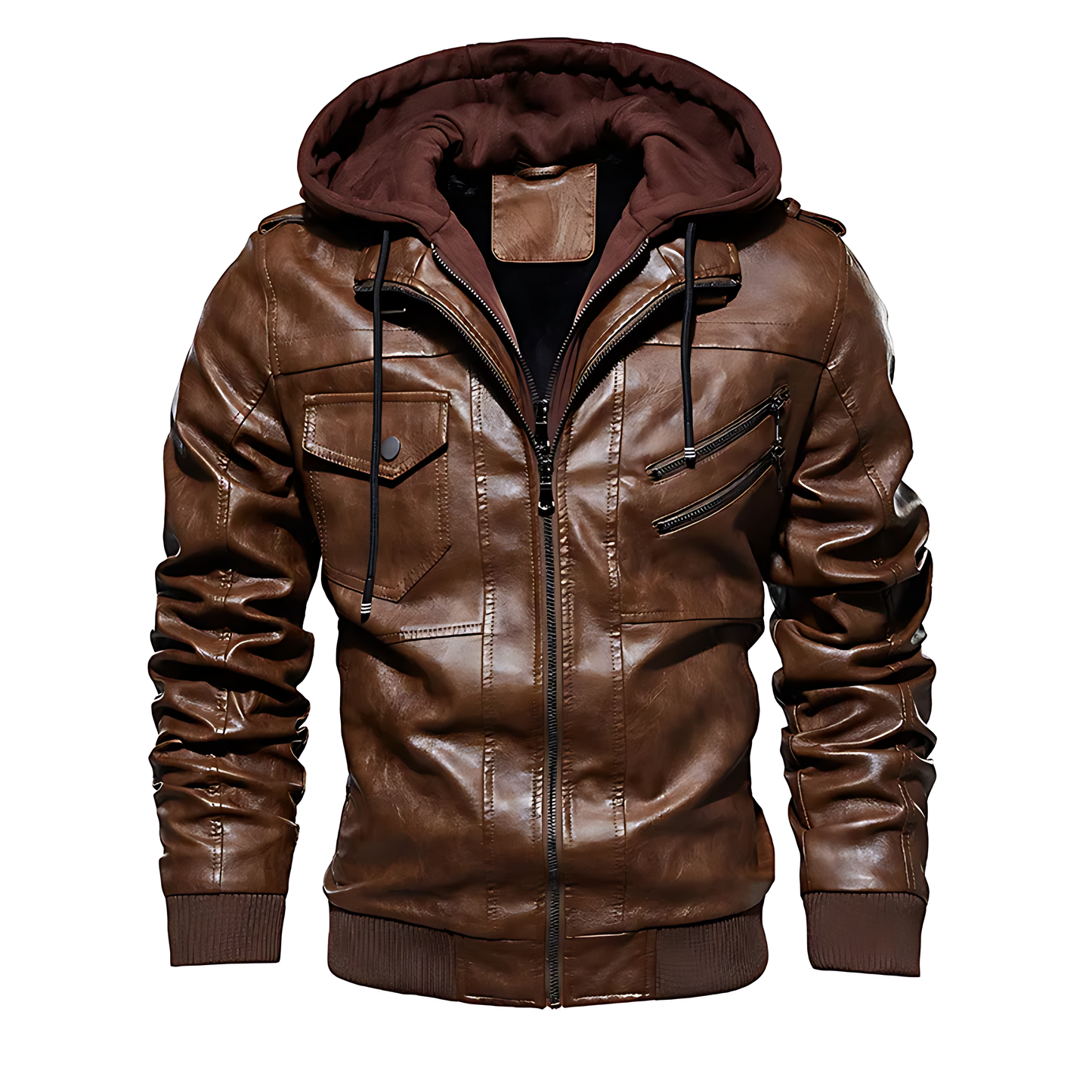 Urban Comfort Hooded Leather Jacket