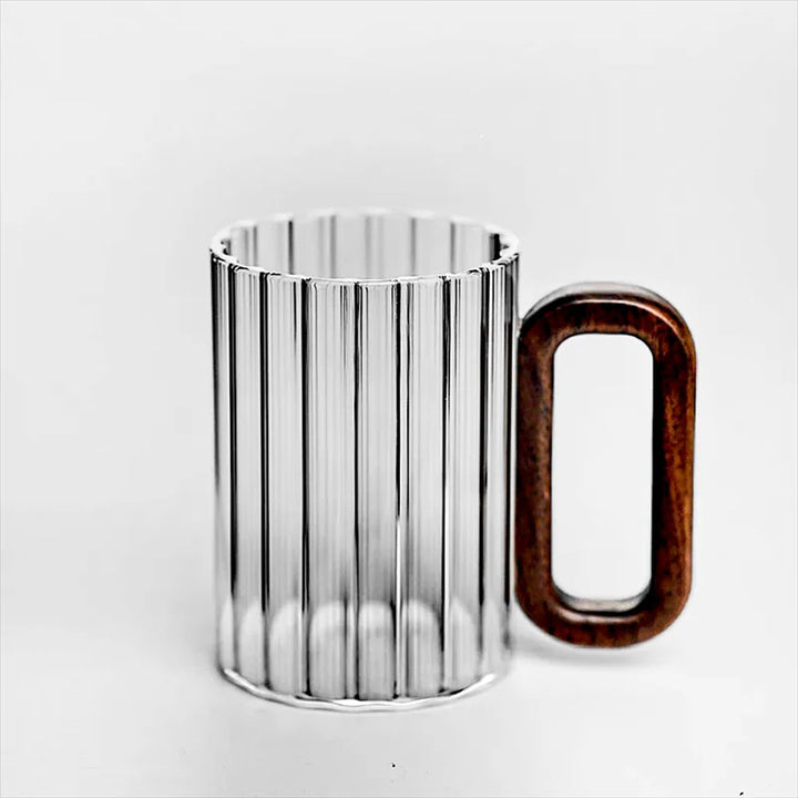 Walnut Handle Borosilicate Glass Mug