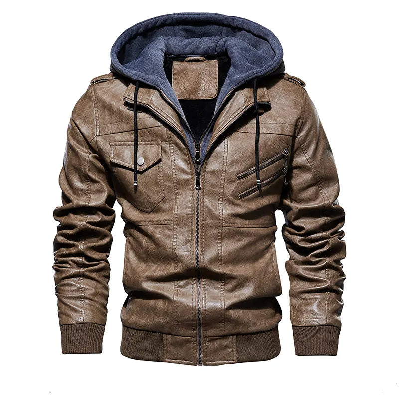 Urban Comfort Hooded Leather Jacket