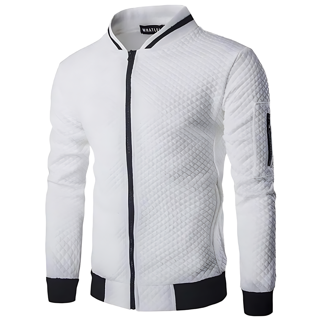 Men's Modern Quilted Zip-Up Bomber Jacket with Contrast Trim