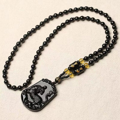 Obsidian Dragon & Tiger Pendant + Necklace [Free Today]