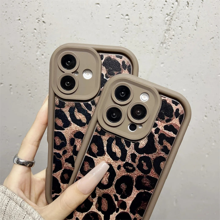 Leopard Pattern Wrist Strap iPhone Case