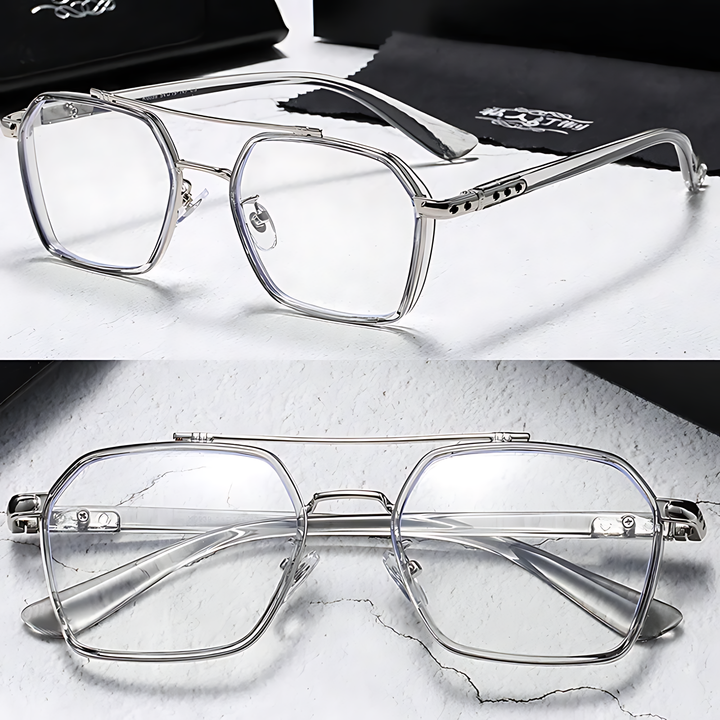 Clear Lens Eyewear Glasses: Square Frame and Blue Light Defense