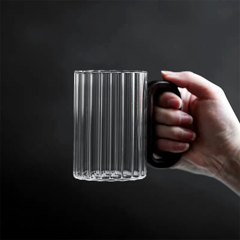 Walnut Handle Borosilicate Glass Mug