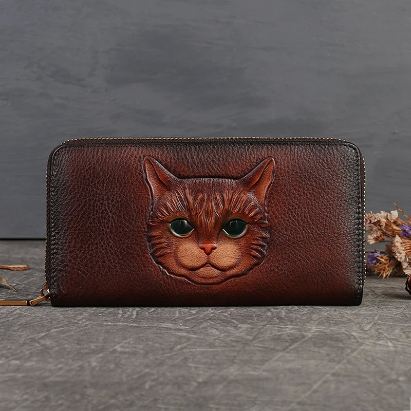 Cat Vogue Vintage Leather Wallet