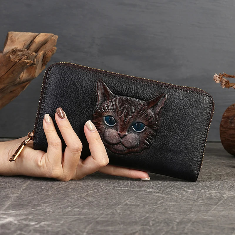 Cat Vogue Vintage Leather Wallet