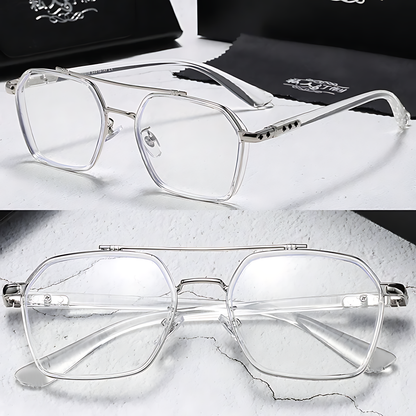 Clear Lens Eyewear Glasses: Square Frame and Blue Light Defense