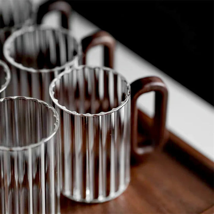 Walnut Handle Borosilicate Glass Mug