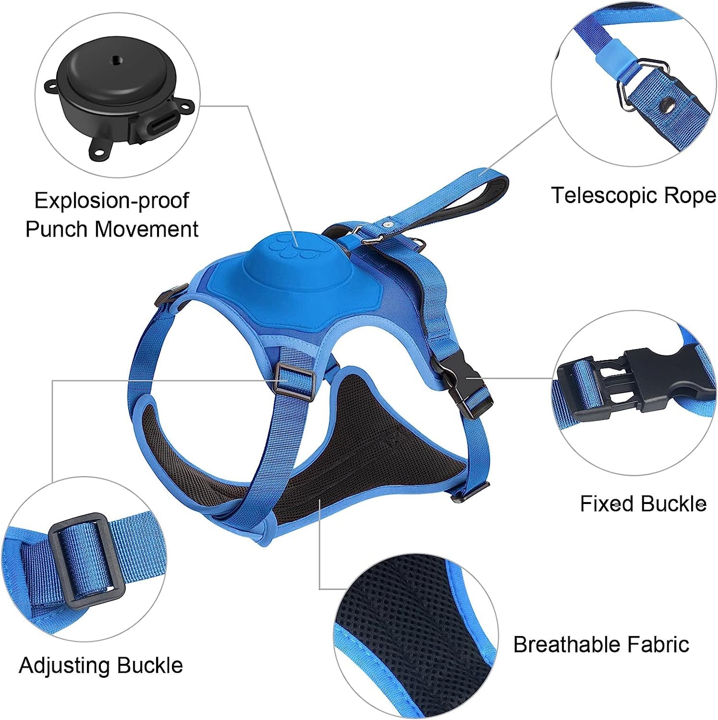 Retractable Hands Free Pet Leash & Harness