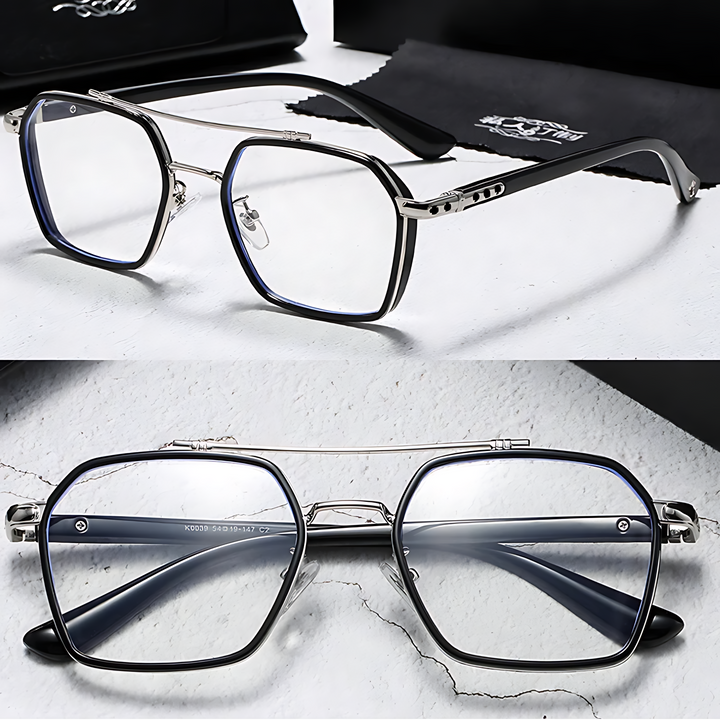 Clear Lens Eyewear Glasses: Square Frame and Blue Light Defense