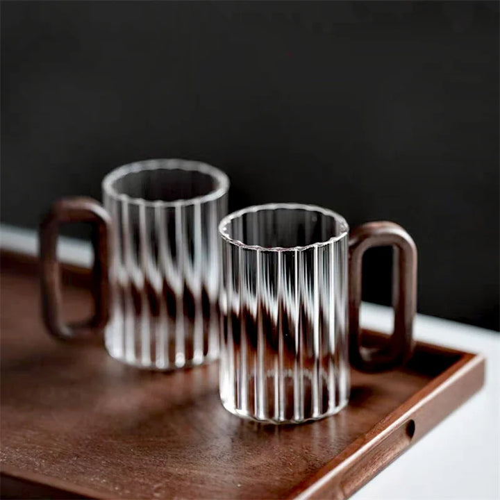 Walnut Handle Borosilicate Glass Mug