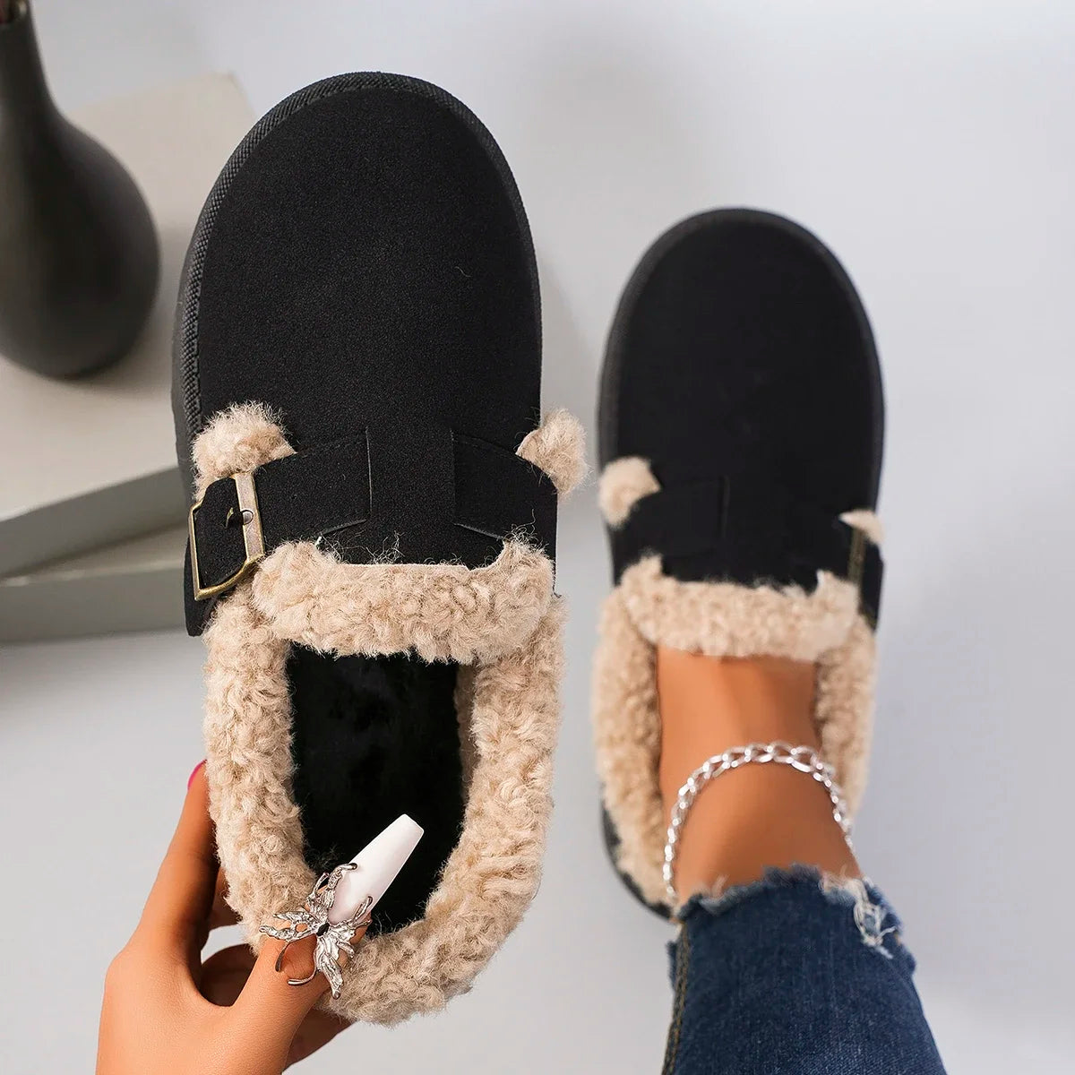 Vivienne Ashford Plush Slip-Ons