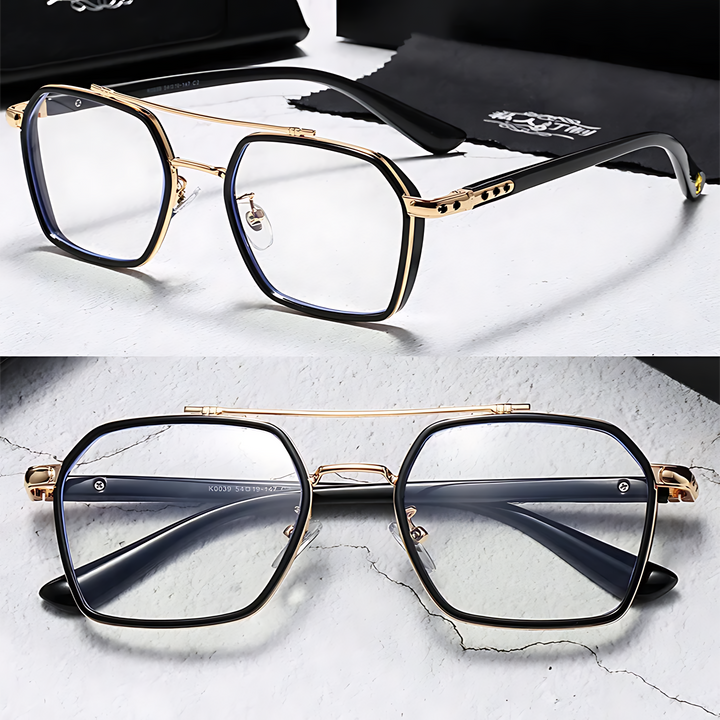 Clear Lens Eyewear Glasses: Square Frame and Blue Light Defense