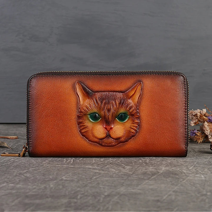 Cat Vogue Vintage Leather Wallet