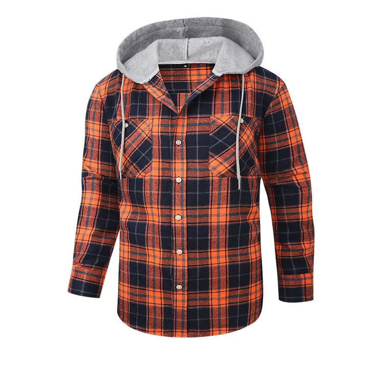 Flannel Hooded Plaid Shirt Jacket