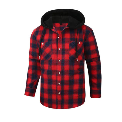 Flannel Hooded Plaid Shirt Jacket