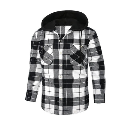 Flannel Hooded Plaid Shirt Jacket