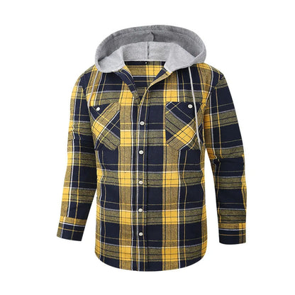 Flannel Hooded Plaid Shirt Jacket