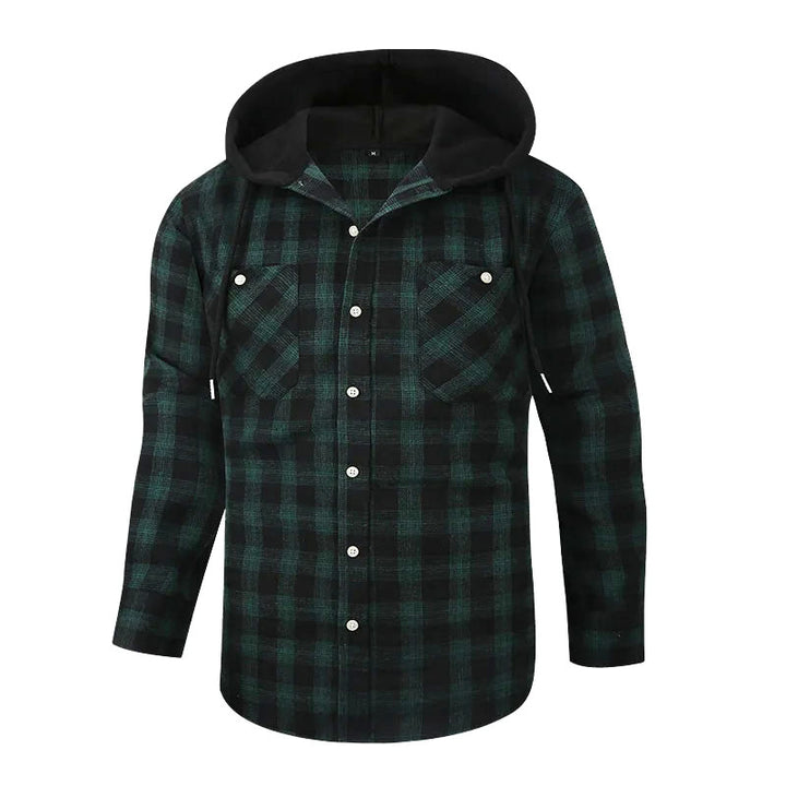 Flannel Hooded Plaid Shirt Jacket