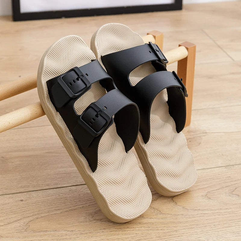 Soft-Sole Dual-Strap Slide Sandals