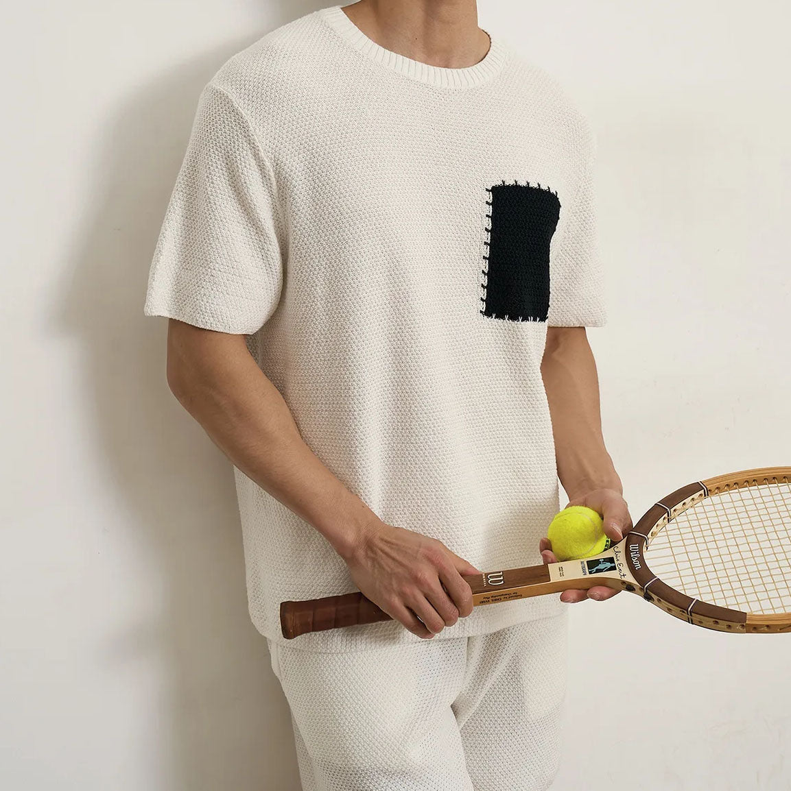 Knitted Style T-Shirt with O-Neck