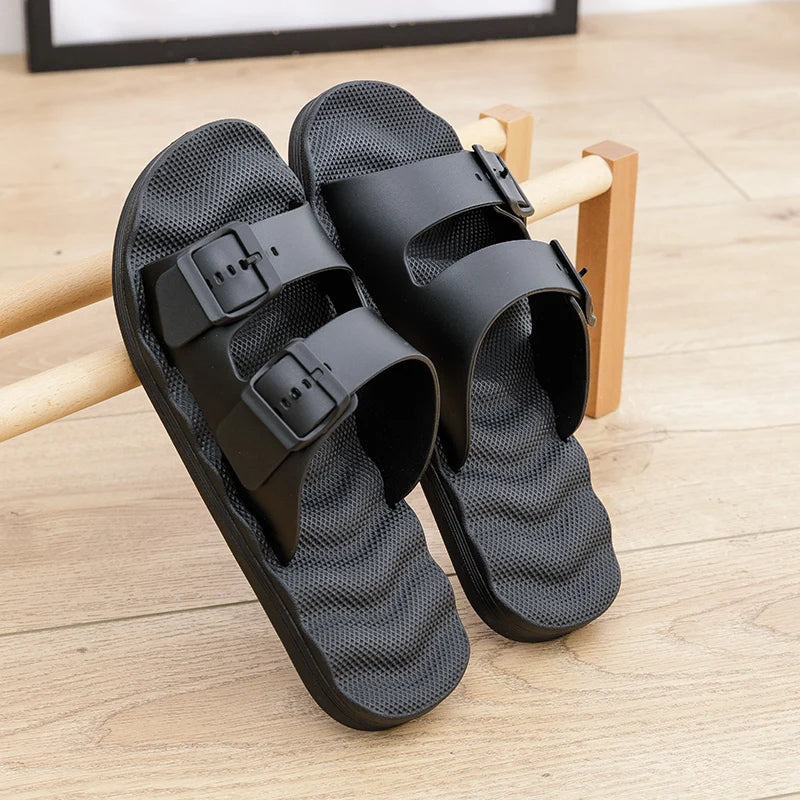 Soft-Sole Dual-Strap Slide Sandals