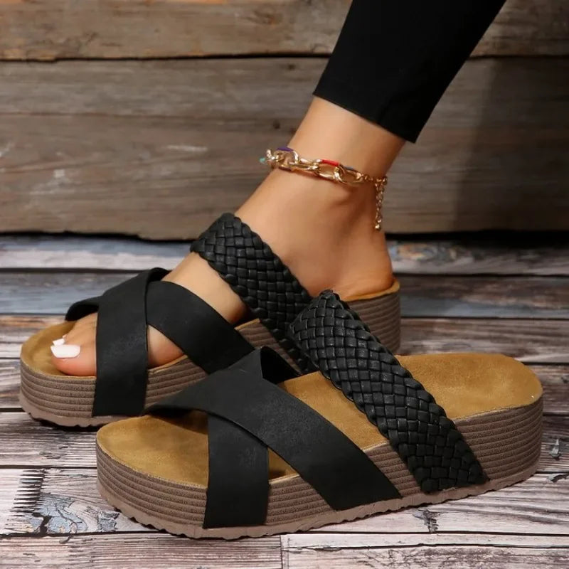 Glamour Glow Corky Wave Platform Sandals