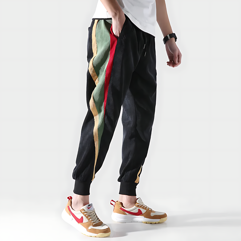 Retro Striped Corduroy Cargo Joggers