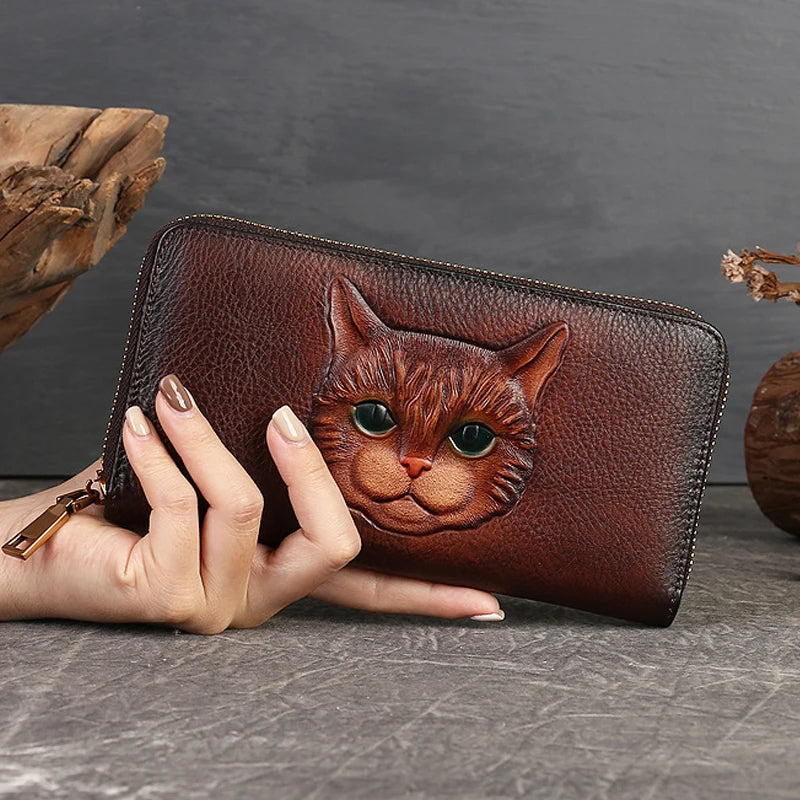 Cat Vogue Vintage Leather Wallet