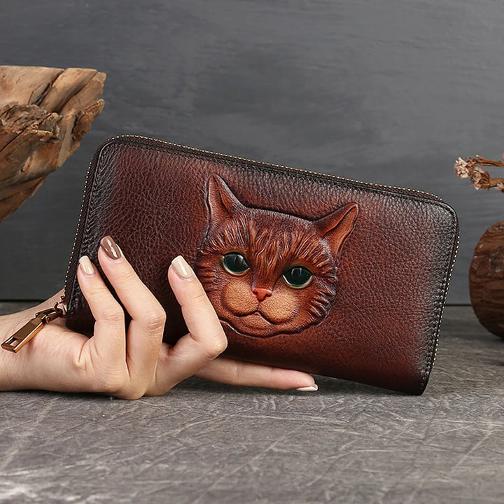 Cat Vogue Vintage Leather Wallet