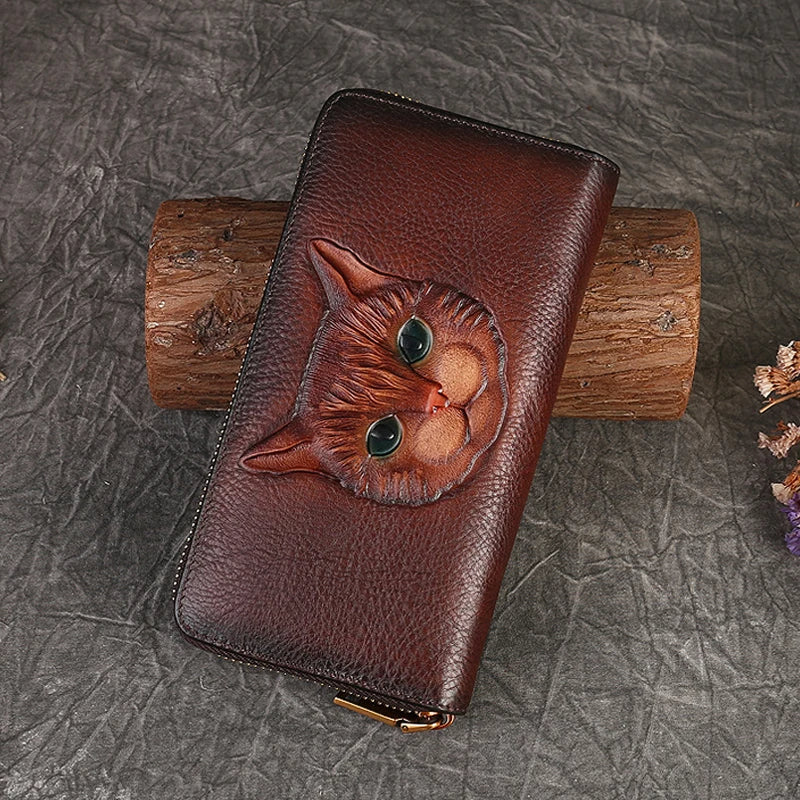 Cat Vogue Vintage Leather Wallet