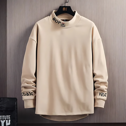 Embroidered High Collar Hoodie for Men