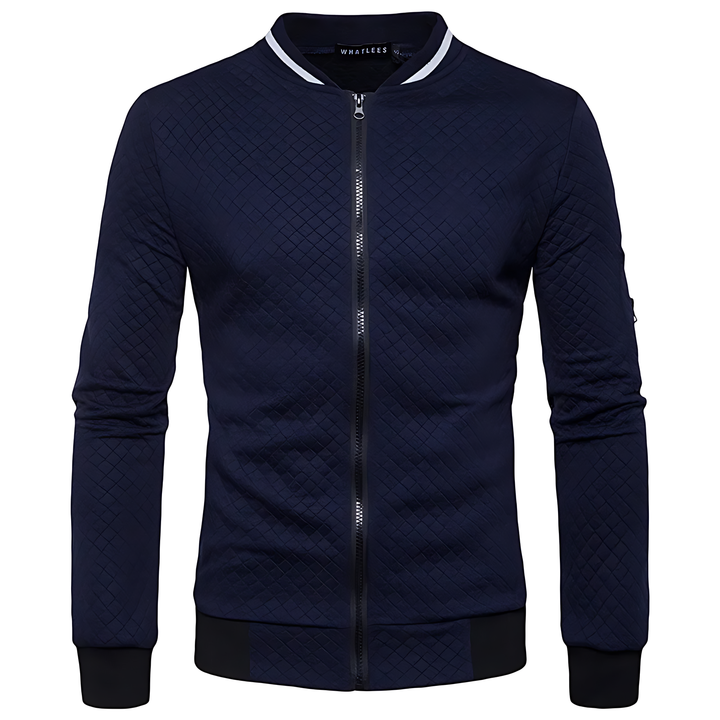 Men's Modern Quilted Zip-Up Bomber Jacket with Contrast Trim