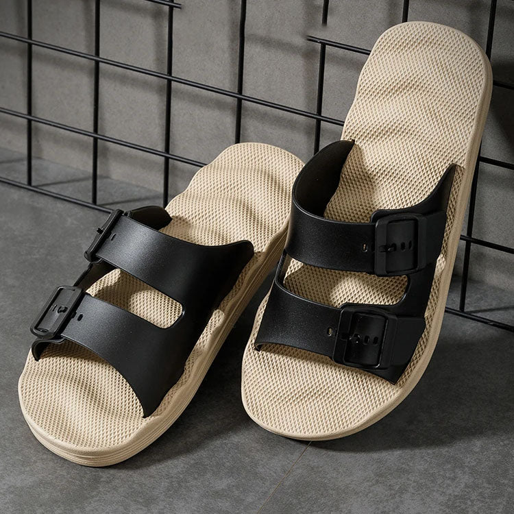 Soft-Sole Dual-Strap Slide Sandals