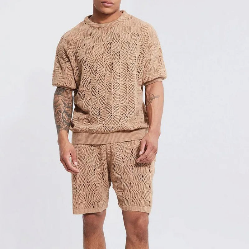 Men's Knit Hollow-Out Leisure Set