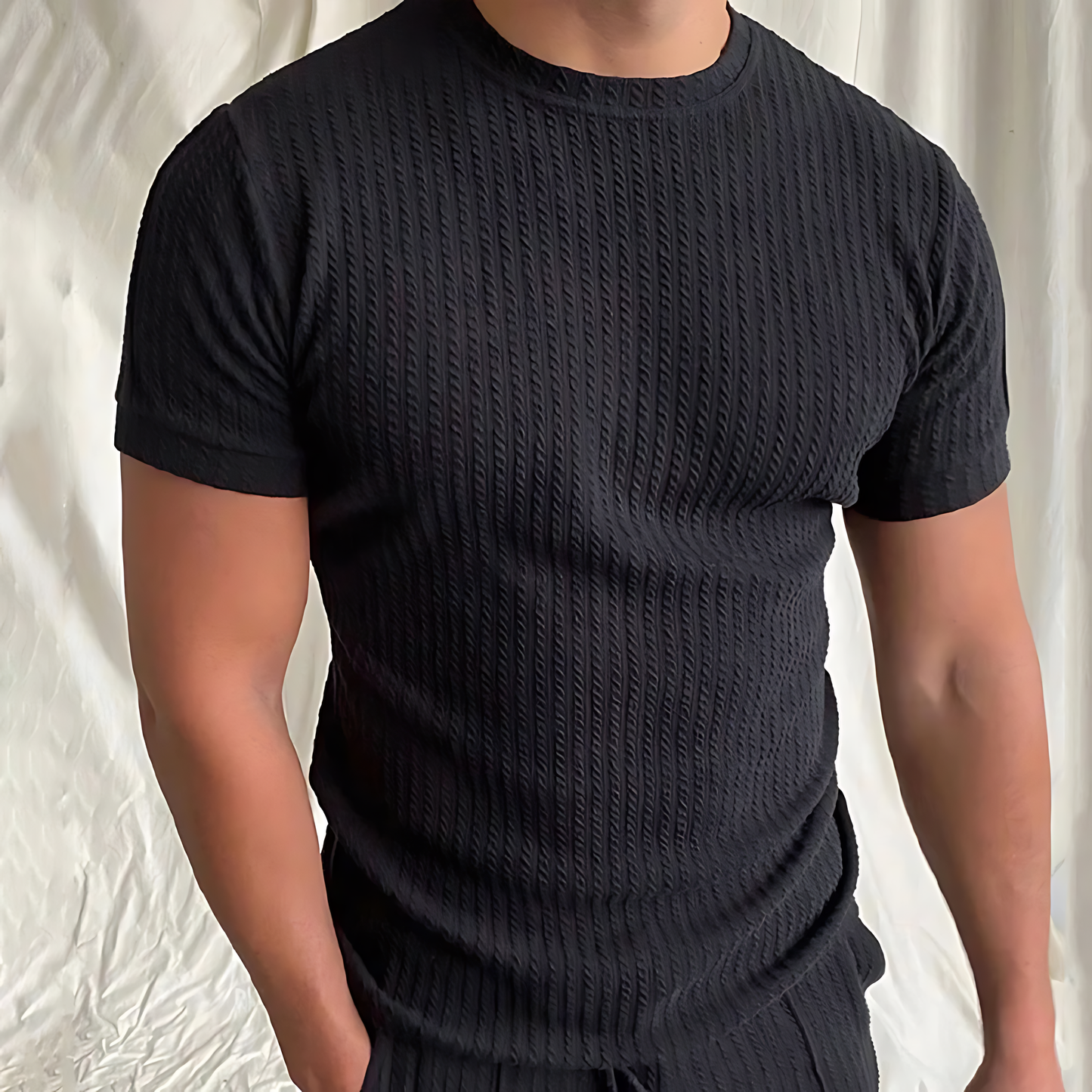 Breathable Cotton Slim T-Shirts & Pants Set for Men