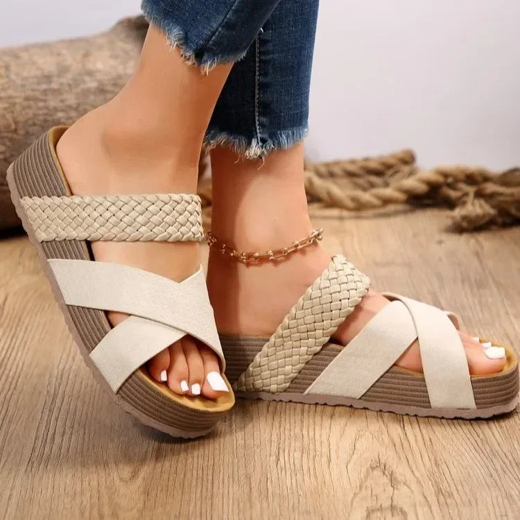 Glamour Glow Corky Wave Platform Sandals