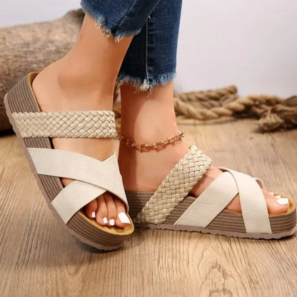 Glamour Glow Corky Wave Platform Sandals