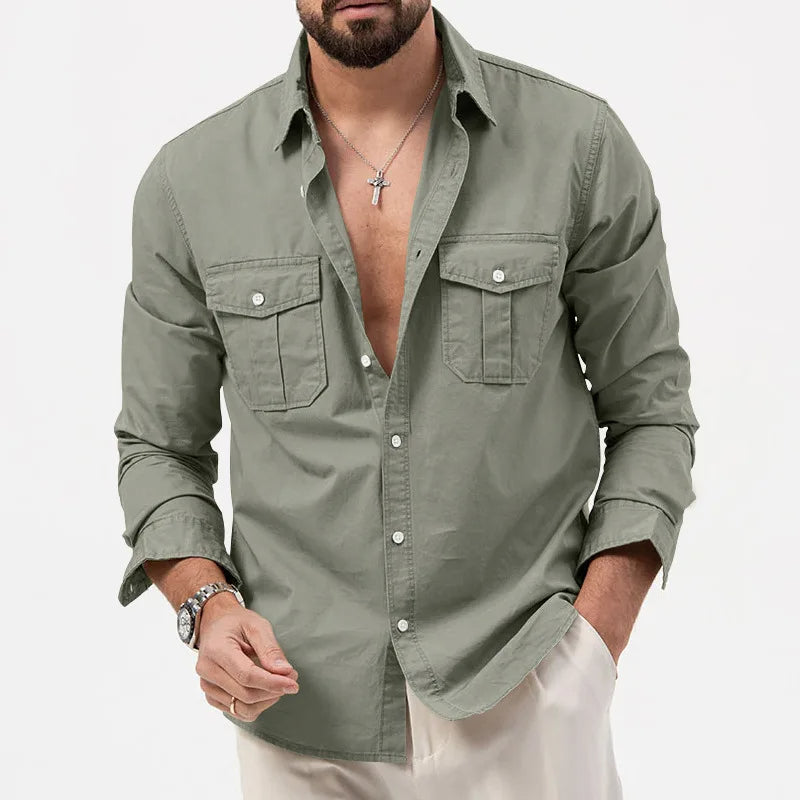 Slim Fit Multi-Pocket Workwear Shirt