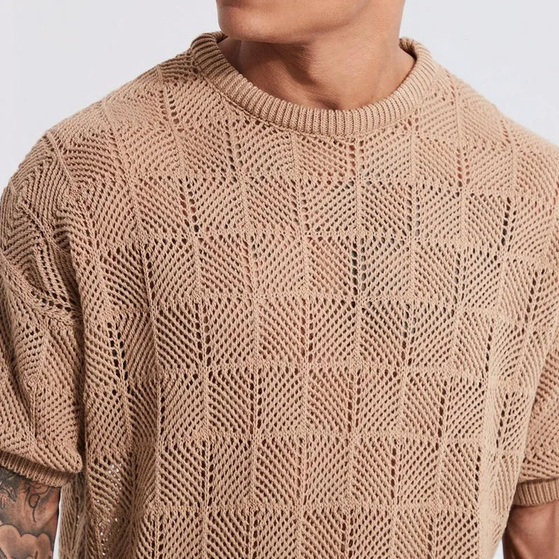 Men's Knit Hollow-Out Leisure Set