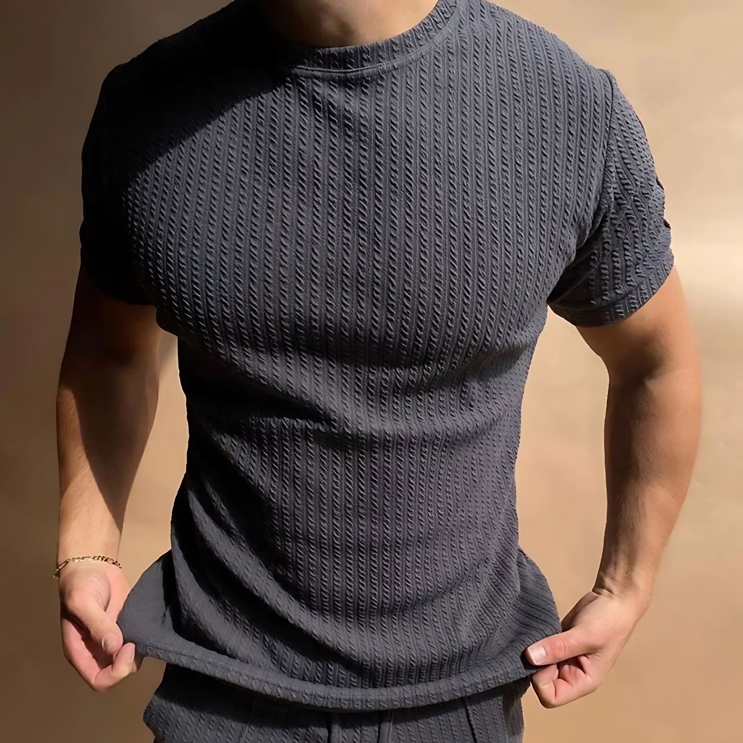 Breathable Cotton Slim T-Shirts & Pants Set for Men