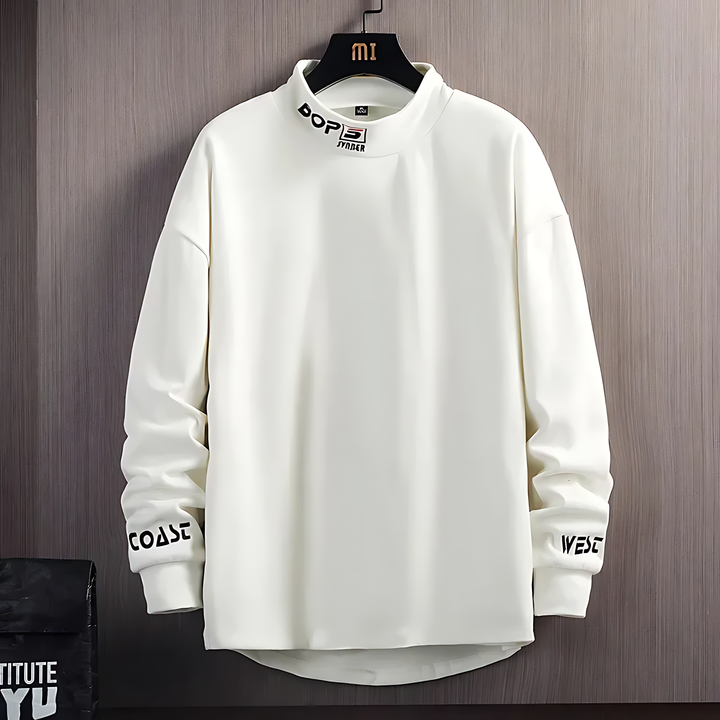 Embroidered High Collar Hoodie for Men