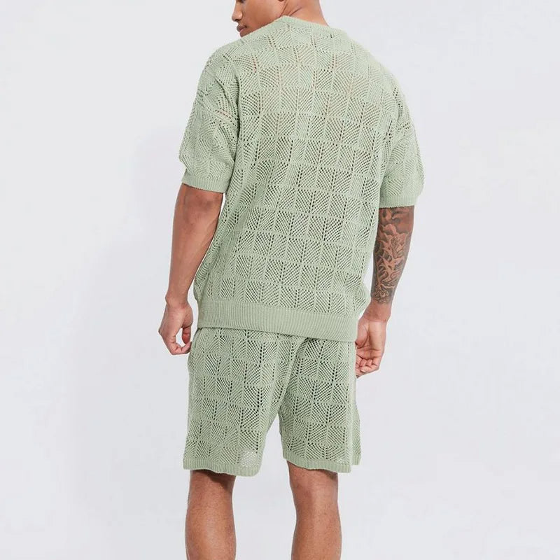 Men's Knit Hollow-Out Leisure Set